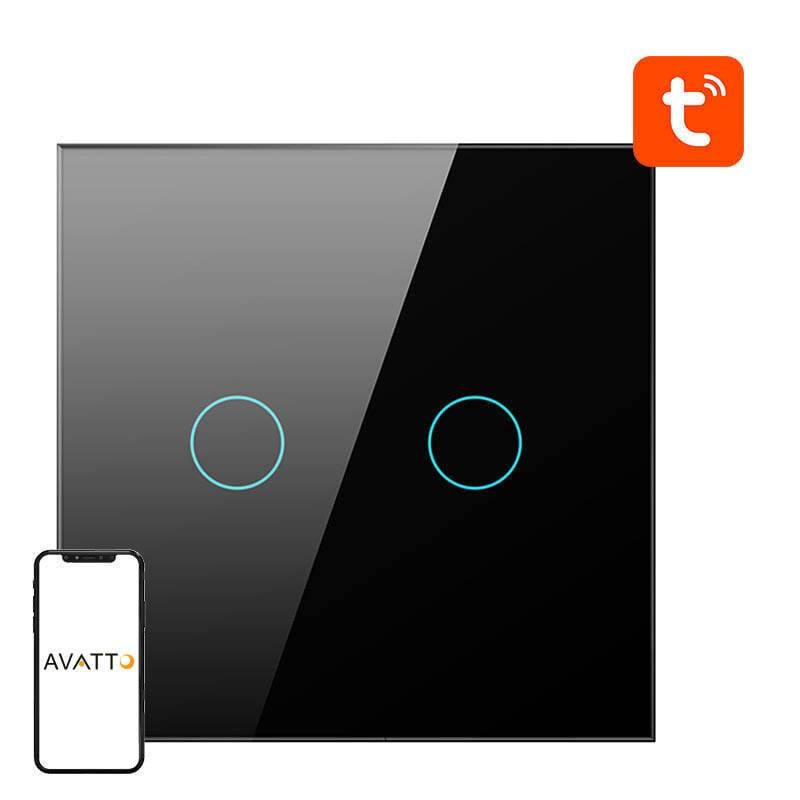 Avatto - ZTS02-EU-B2 - Touch-Lichtschalter ZigBee Avatto ZTS02-EU-B2 Doppel TUYA (schwarz)-0