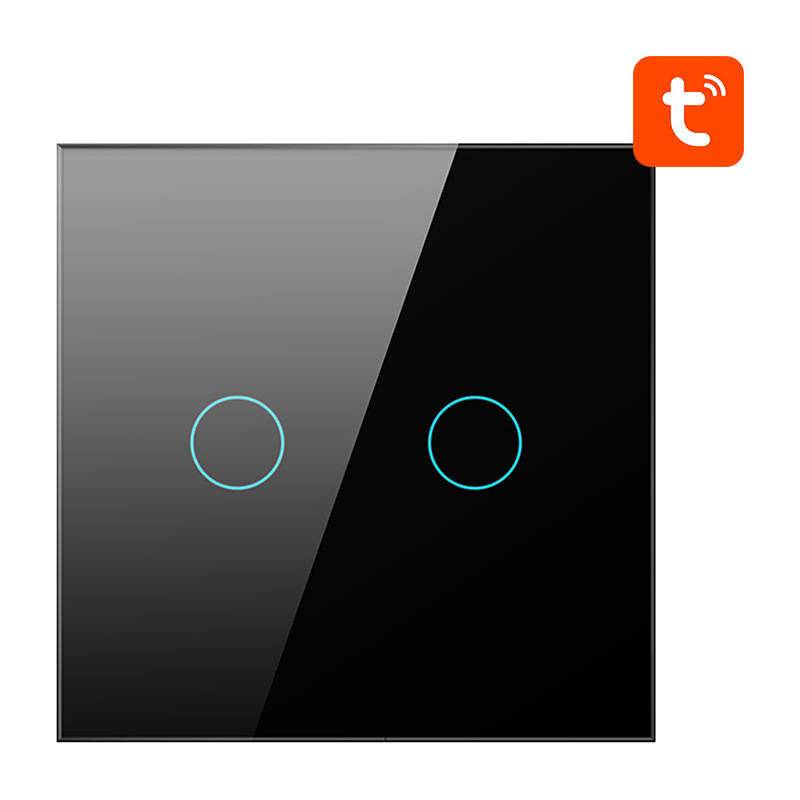 Avatto - ZTS02-EU-B2 - Touch-Lichtschalter ZigBee Avatto ZTS02-EU-B2 Doppel TUYA (schwarz)-2