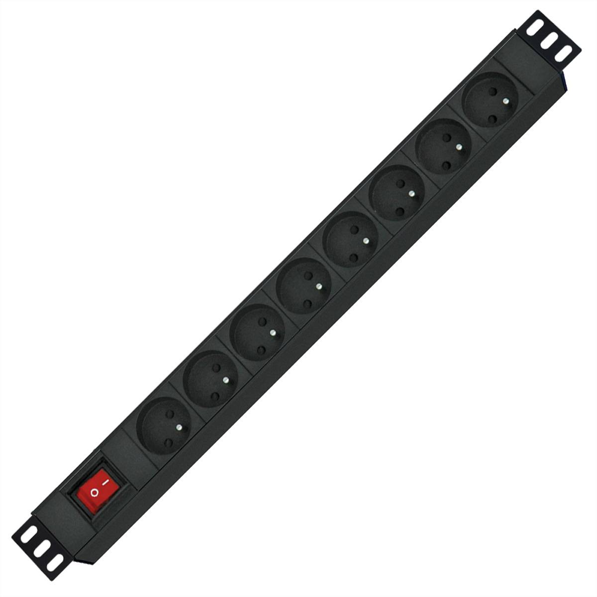 ROLINE 19-Zoll-Steckdosenleiste 8fach, mit Ein-/Aus-Schalter, UTE-Version, schwarz, 1,8 m-1
