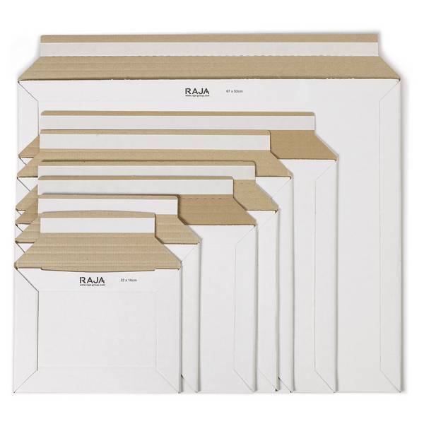 RAJAPACK Karton-Versandtaschen mit Haftklebeverschluss RAJA, weiß, 440 x 320 mm