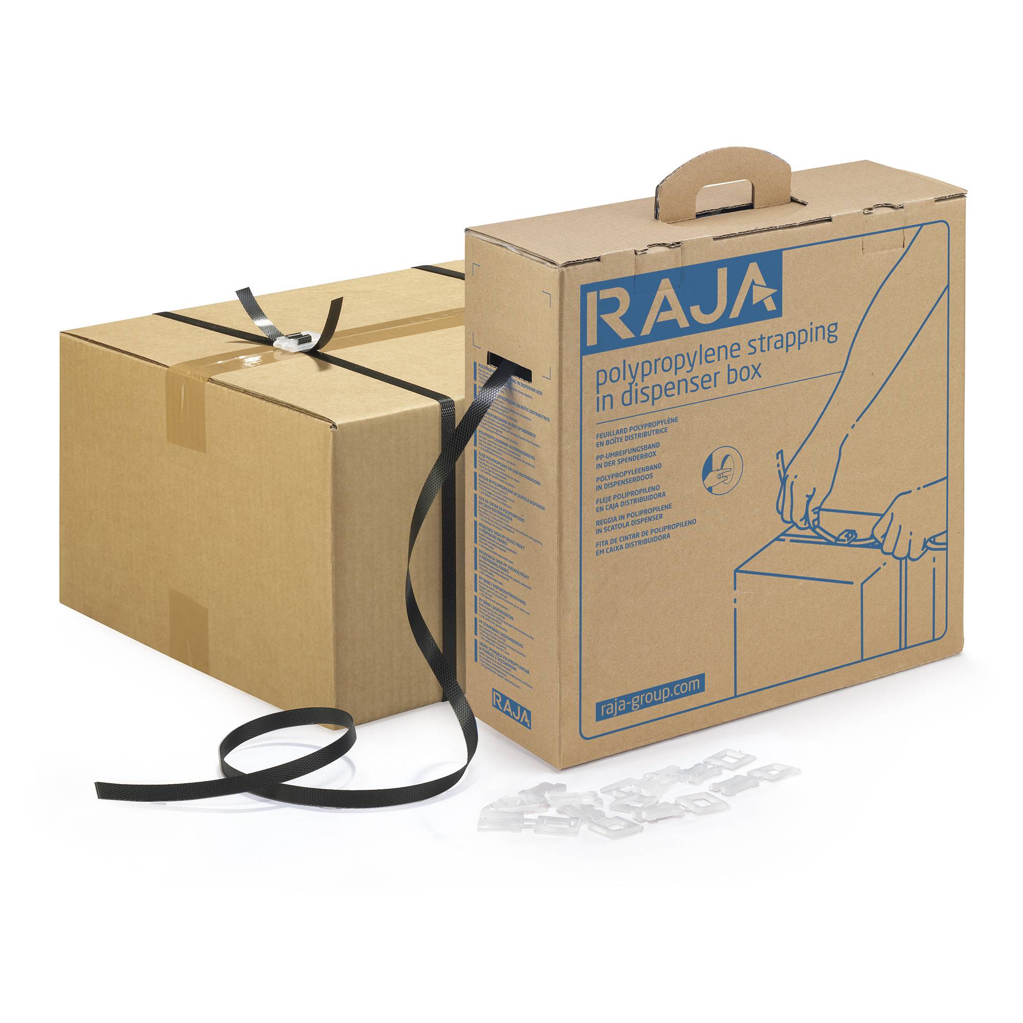 RAJAPACK Set PP-Umreifungsband in der Spenderbox schwarz RAJA-0