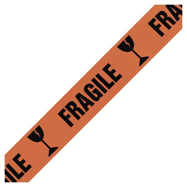 RAJAPACK Low-noise PP Warnband mit Standardaufdruck "Fragile" RAJA, rotes Band