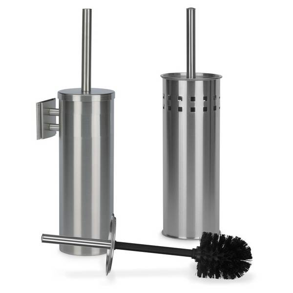 RAJAPACK WC-Garnitur Silber mit Wandhalterung
