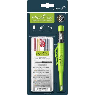 Pica Dry Longlife Automatic Pencil Tieflochmarker + 8 Ersatzminen Basis Set Graphit Rot Gelb-0