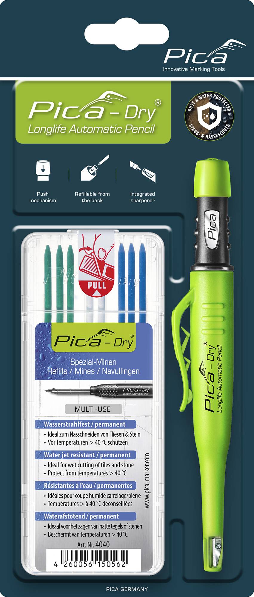Bau-/Tieflochmarker Pica-Dry Farbe sortiert +Minenset 4000 871 854 PICA-0