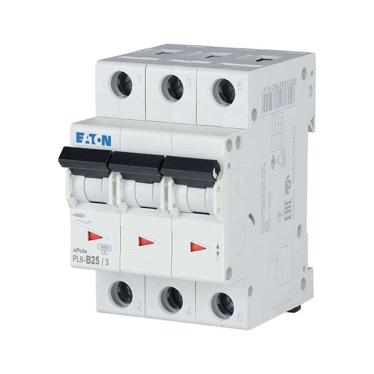 Eaton - 286591 - PL6-B25/3 - Miniature circuit breaker (MCB), 25 A, 3p, characteristic: B-0