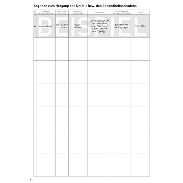 Verbandbuch für Erste-Hilfe-Leistung, DIN A4, mit vorgedruckten Spalten-2