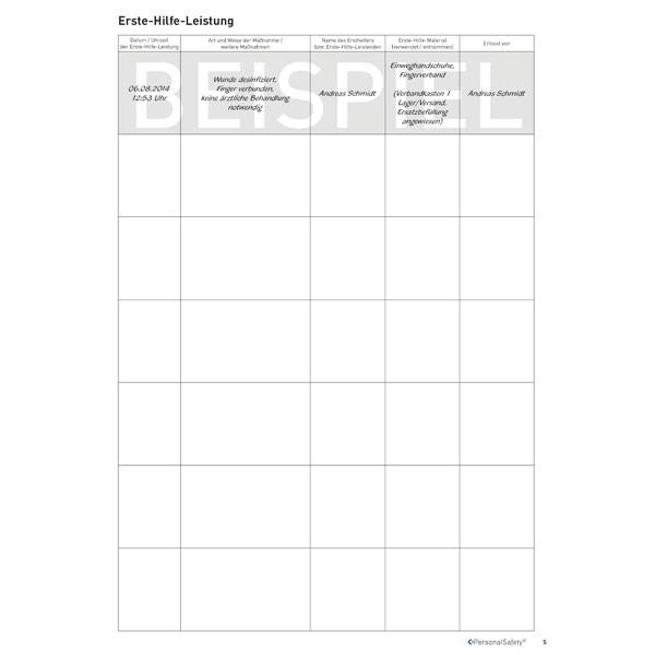 Verbandbuch für Erste-Hilfe-Leistung, DIN A4, mit vorgedruckten Spalten-3