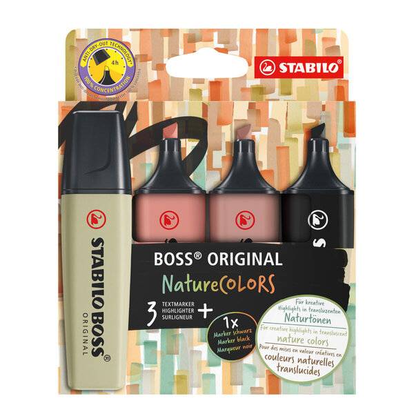 Textmarker BOSS ORIGINAL NatureCOL. Kartonetui 4 Stück/4 Farben-0