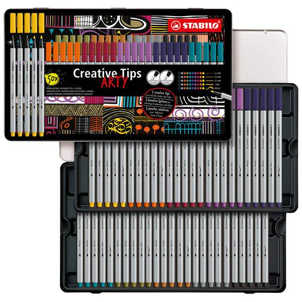 Schreibgeräteset Multi-Liner Creative Tips Metalletui 50 Stück/10 Farben ARTY-0