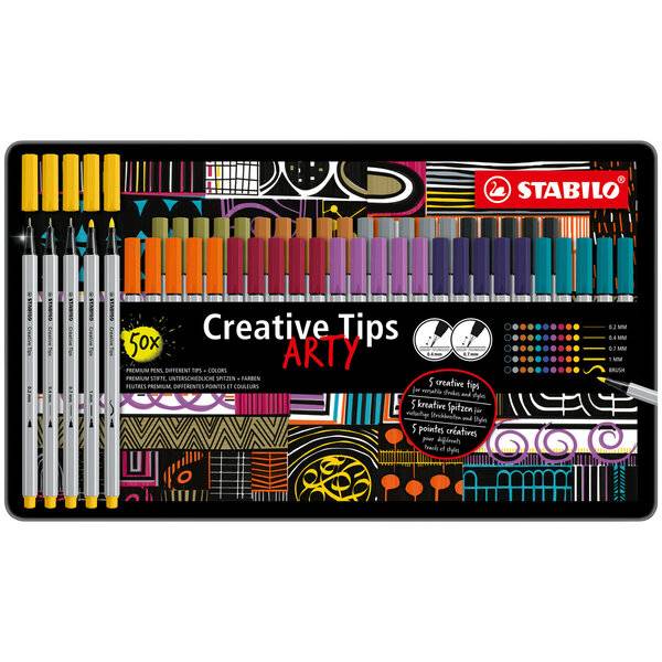 Schreibgeräteset Multi-Liner Creative Tips Metalletui 50 Stück/10 Farben ARTY-1