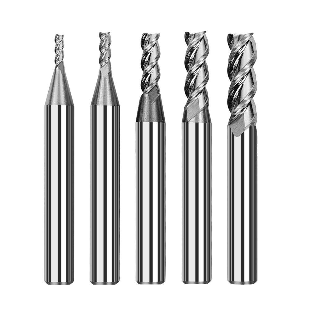 TwoTrees HRC55 3 Flute Tungsten Carbide End Mills for CNC - 5pcs-1