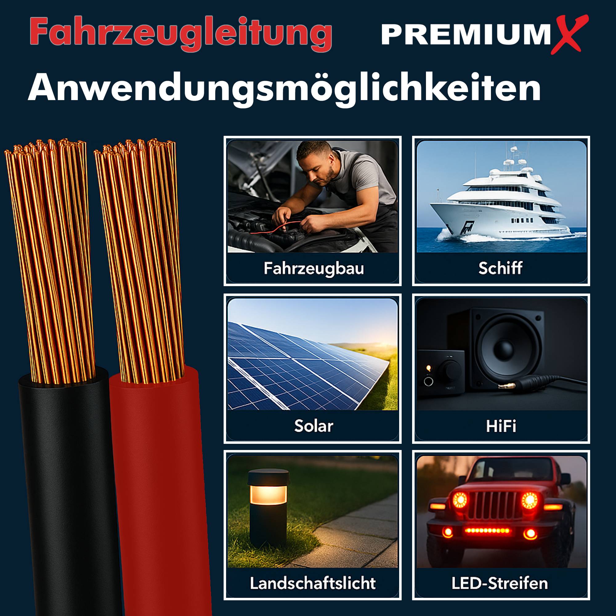 FLRY-B KFZ Kabel Set 10m 0,75mm² Rot/Schwarz flexibel asymmetrisch für Fahrzeuge, Motorräder & Anhänger-3
