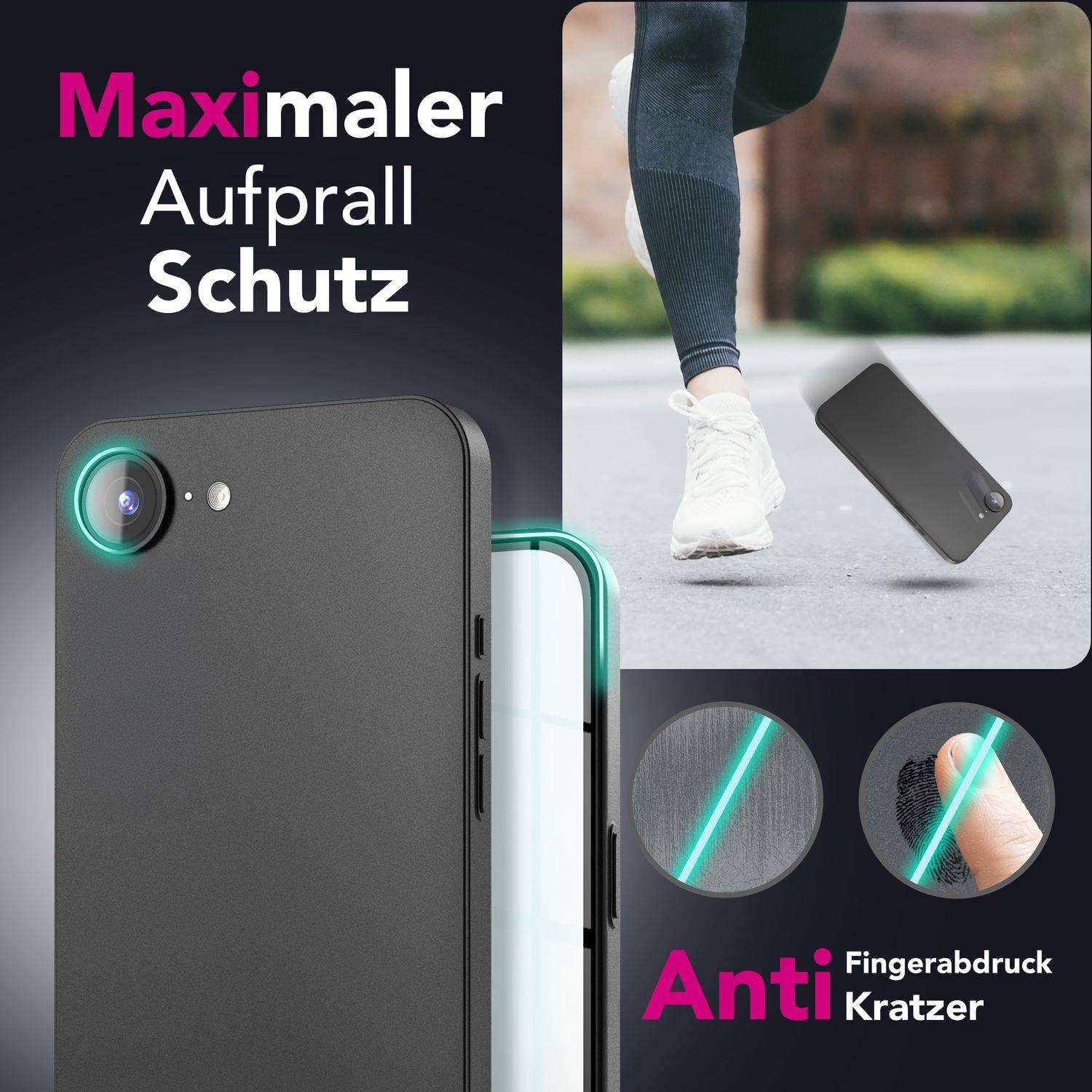 NALIA Handyhülle „Phantom“ für iPhone 16e – Extrem Dünn 0,3mm Schlank, Mattiertes Hardcover Schwarz Opak-1