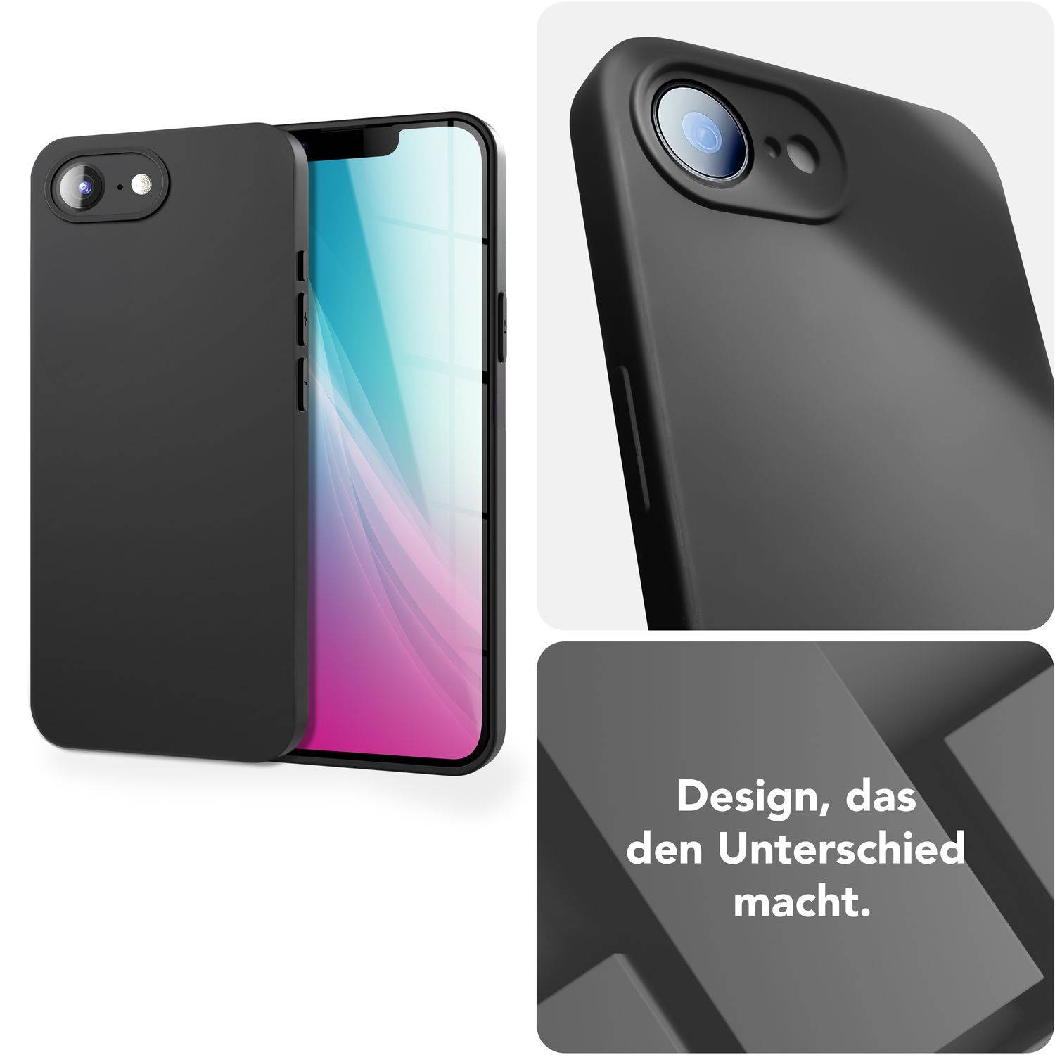 NALIA Handyhülle „Strider“ für iPhone 16e – Ultradünn Flexibel Staubschutz Tastenkappen, Schwarze Hülle aus TPU Silikon-3