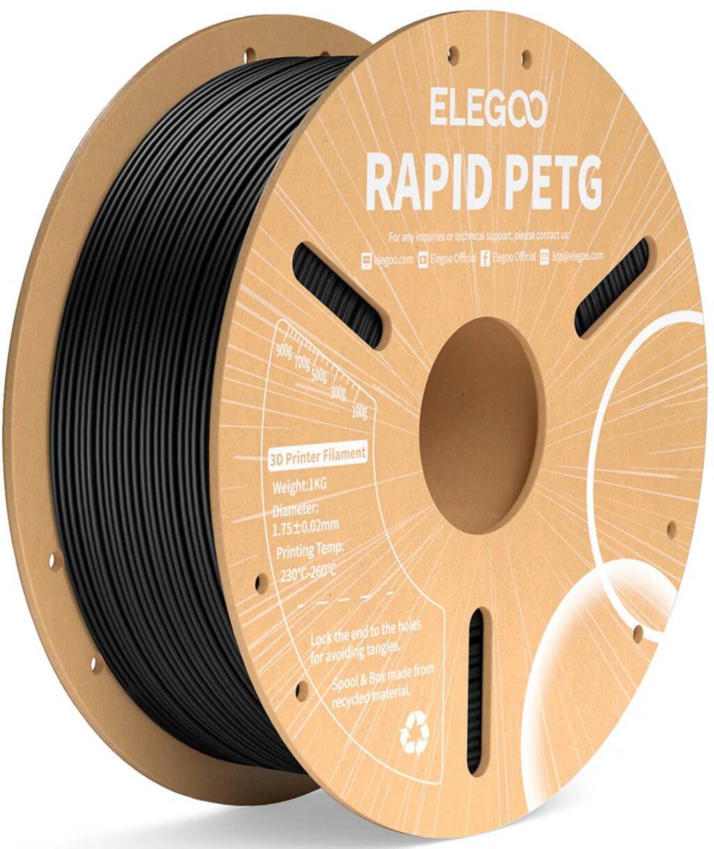 Elegoo Rapid PETG Filament, Schwarz, 1.75 mm, 1000 g, für High-Speed-Druck-0