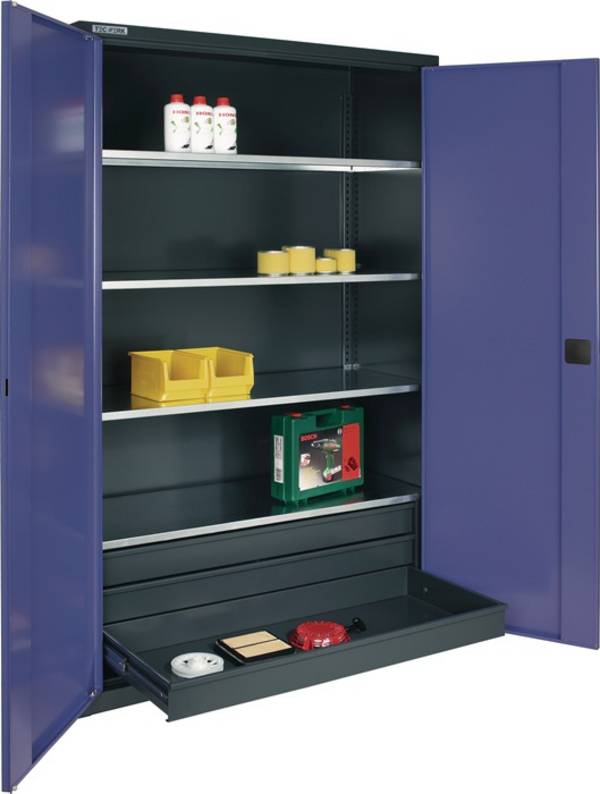 Großraum-Flügeltürenschrank H1950xB1200xT500mm 4 Fbd.anthrazit/taubenbla TECWERK