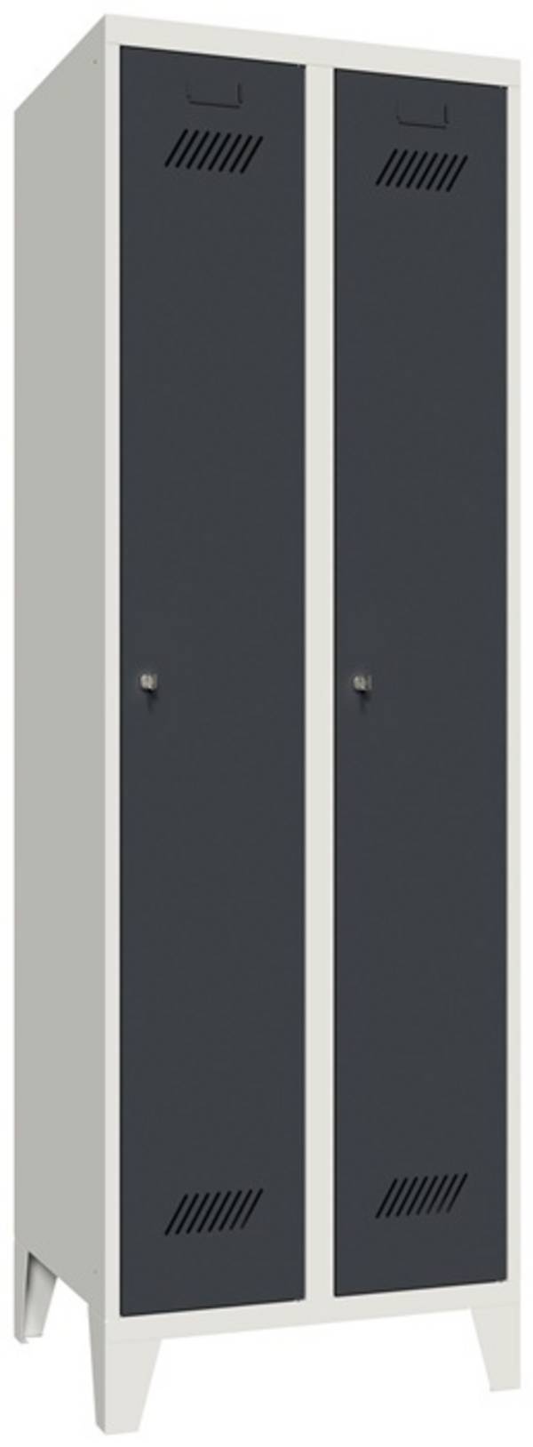 Garderobenschank m.Füßen u.Zyl.H1850xB600xT500mm lichtgrau/grau 2 Abt.PAVOY