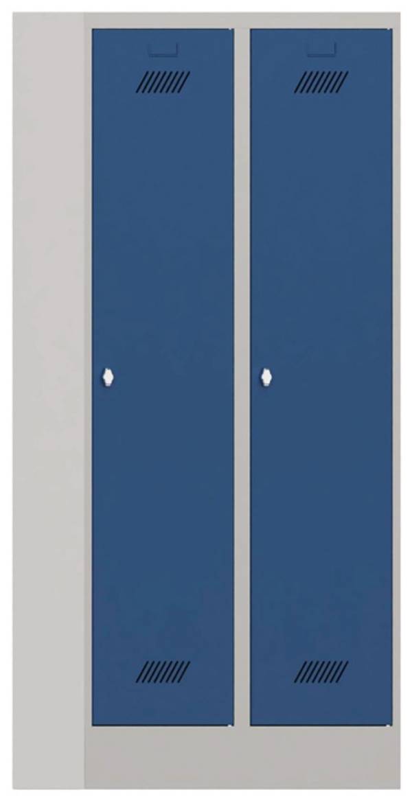 Garderobenschank m.Drehriegel H1850xB800xT500mm lichtgrau/blau 2 Abt.PAVOY