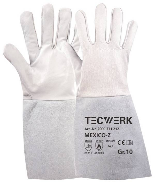 Schweißerhandschuhe Mexico Z Gr.10 grau EN 388/407/12477 10PA TW