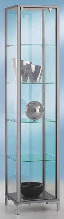 Glasvitrine H1860xB400xT400mm Säulenvitrine Alu.silber metallic BST Systeme-0