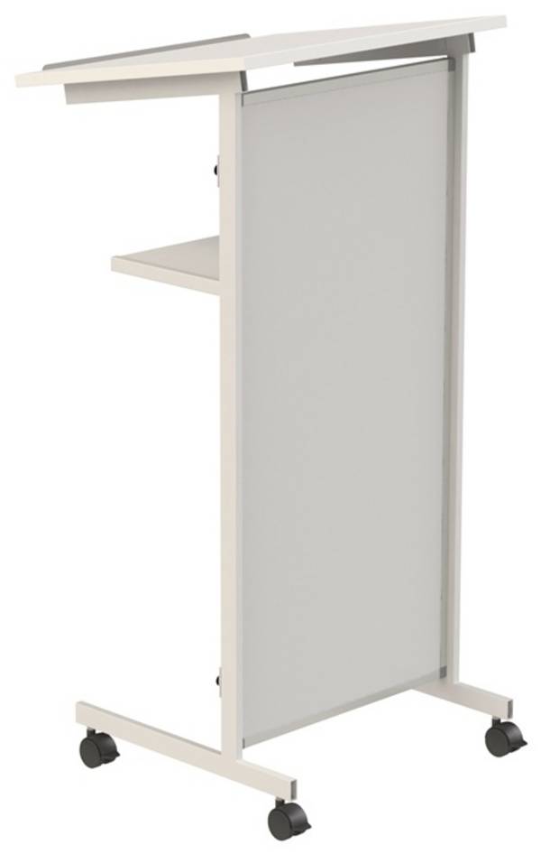 Rednerpult H1070xB590xT430mm silbergrau/weiß 5 Böden,1 Front beschreibar