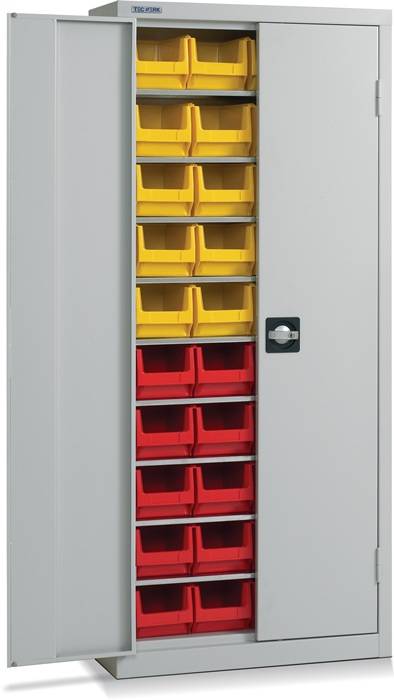 Regalschrank H1600xB690xT285mm lichtgrau 9Fachböden m.Türen 40xMK4 TECWERK-0