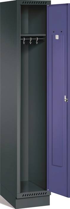 Garderobenschrank m.Sockel H1800xB325xT500mm grau/ taubenblau NCS 1 Abt.TECWERK-0