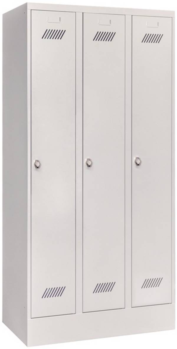 Garderobenschank m.Drehriegel H1850xB900xT500mm lichtgrau/lichtgrau 3 Abt.PAVOY