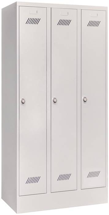 Garderobenschank m.Drehriegel H1850xB900xT500mm lichtgrau/lichtgrau 3 Abt.PAVOY-0