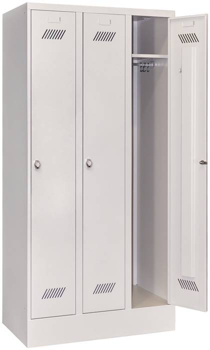 Garderobenschank m.Drehriegel H1850xB900xT500mm lichtgrau/lichtgrau 3 Abt.PAVOY-2