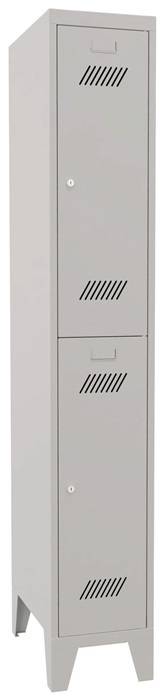 Garderobenschrank m.Zyl.H1850xB300xT500mm lichtgrau/lichtgrau 2 Abt.-0