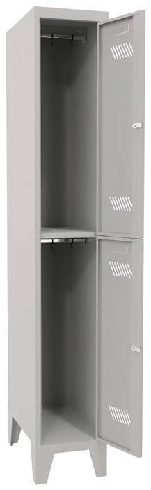 Garderobenschrank m.Zyl.H1850xB300xT500mm lichtgrau/lichtgrau 2 Abt.-2