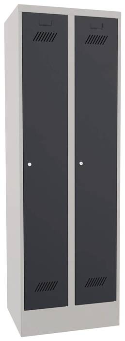 Garderobenschrank m.Zyl.H1850xB600xT500mm lichtgrau/anthrazitgrau 2 Abt.-0