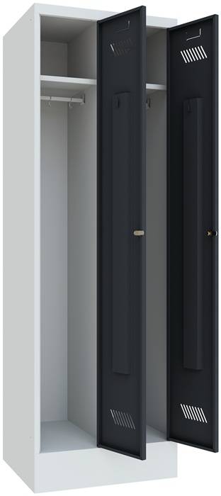 Garderobenschrank m.Zyl.H1850xB600xT500mm lichtgrau/anthrazitgrau 2 Abt.-2