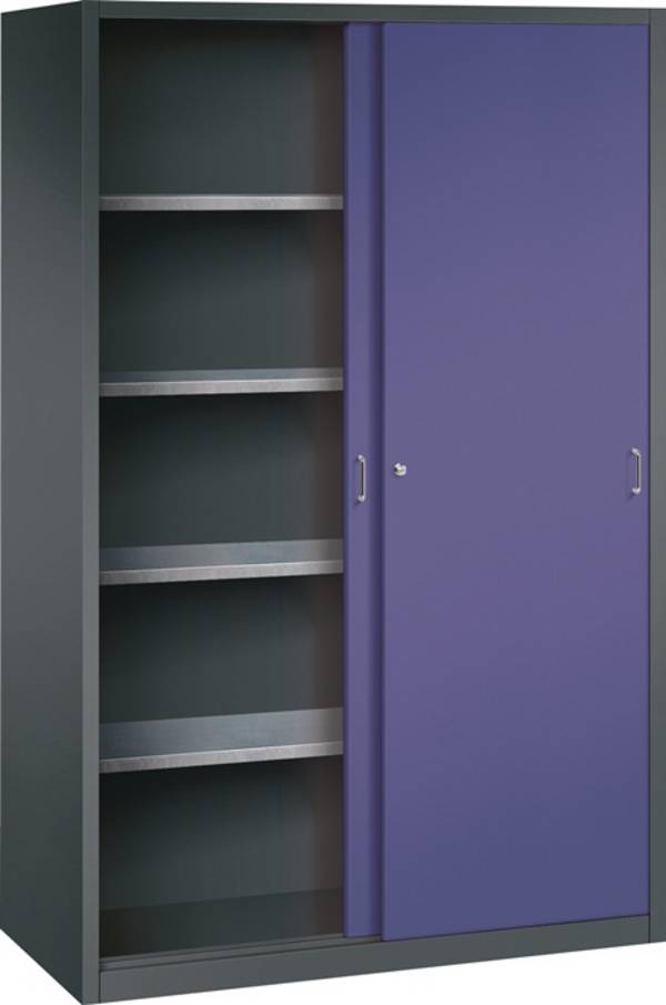 Schiebetürenschrank H1950xB1200xT600mm grau/ taubenblau NCS 4 Fbd.TECWERK