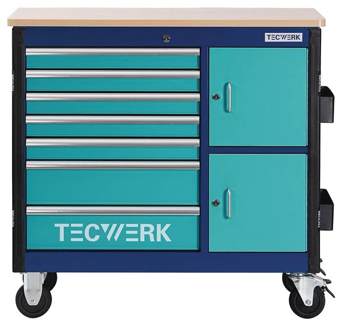 Rollwerkbank PLUS 2.0 T Außen-B1090xT500xH1055mm Schubl.7 30kg 500kg TECWERK-4