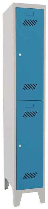 Garderobenschrank m.Zyl.H1850xB300xT500mm lichtgrau/lichtblau 2 Abt.-0