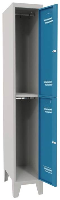 Garderobenschrank m.Zyl.H1850xB300xT500mm lichtgrau/lichtblau 2 Abt.-2
