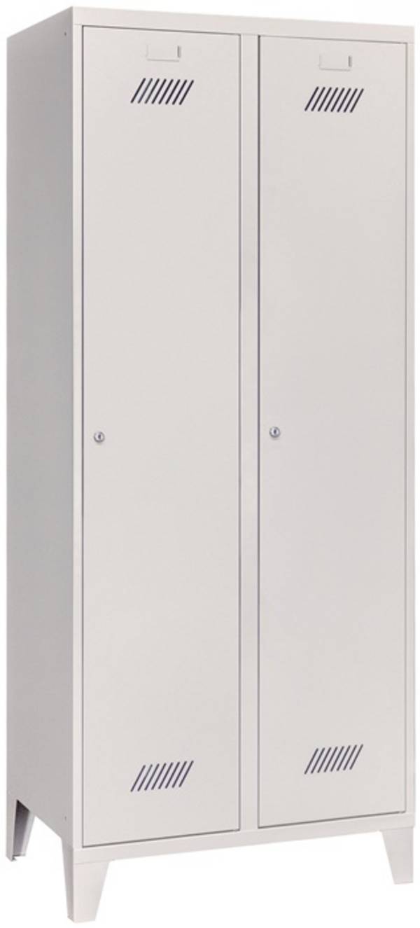 Garderobenschank m.Füßen u.Zyl.H1850xB800xT500mm lichtgrau/lichtgrau 2 Abt.PAVOY