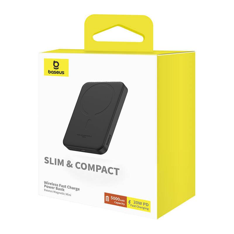 Symbolbild für Magnetische Mini-Powerbank Baseus 5000mAh, USB-C 20W (schwarz)