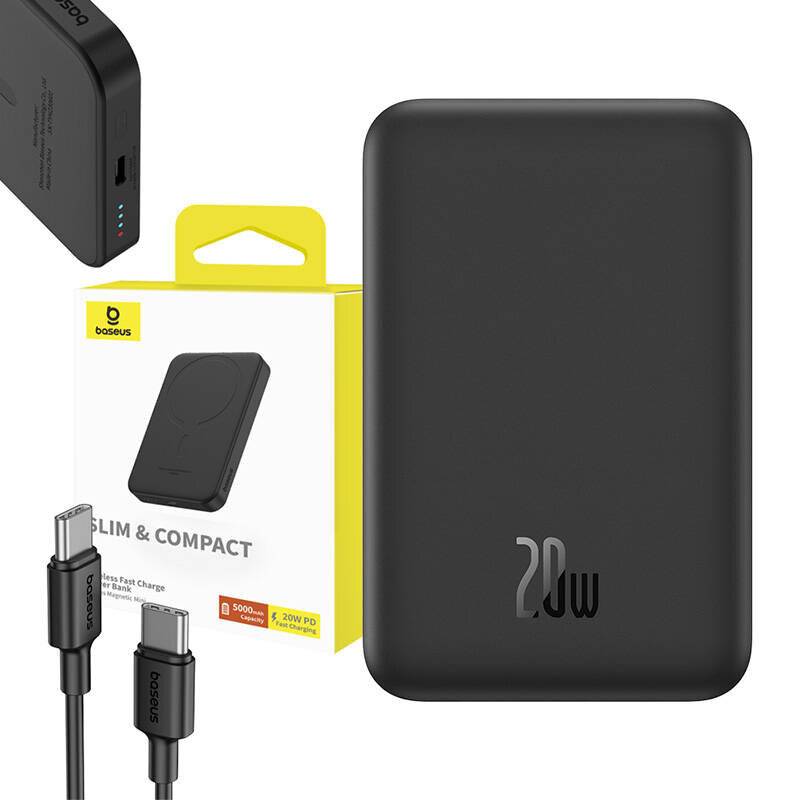 Symbolbild für Magnetische Mini-Powerbank Baseus 5000mAh, USB-C 20W (schwarz)