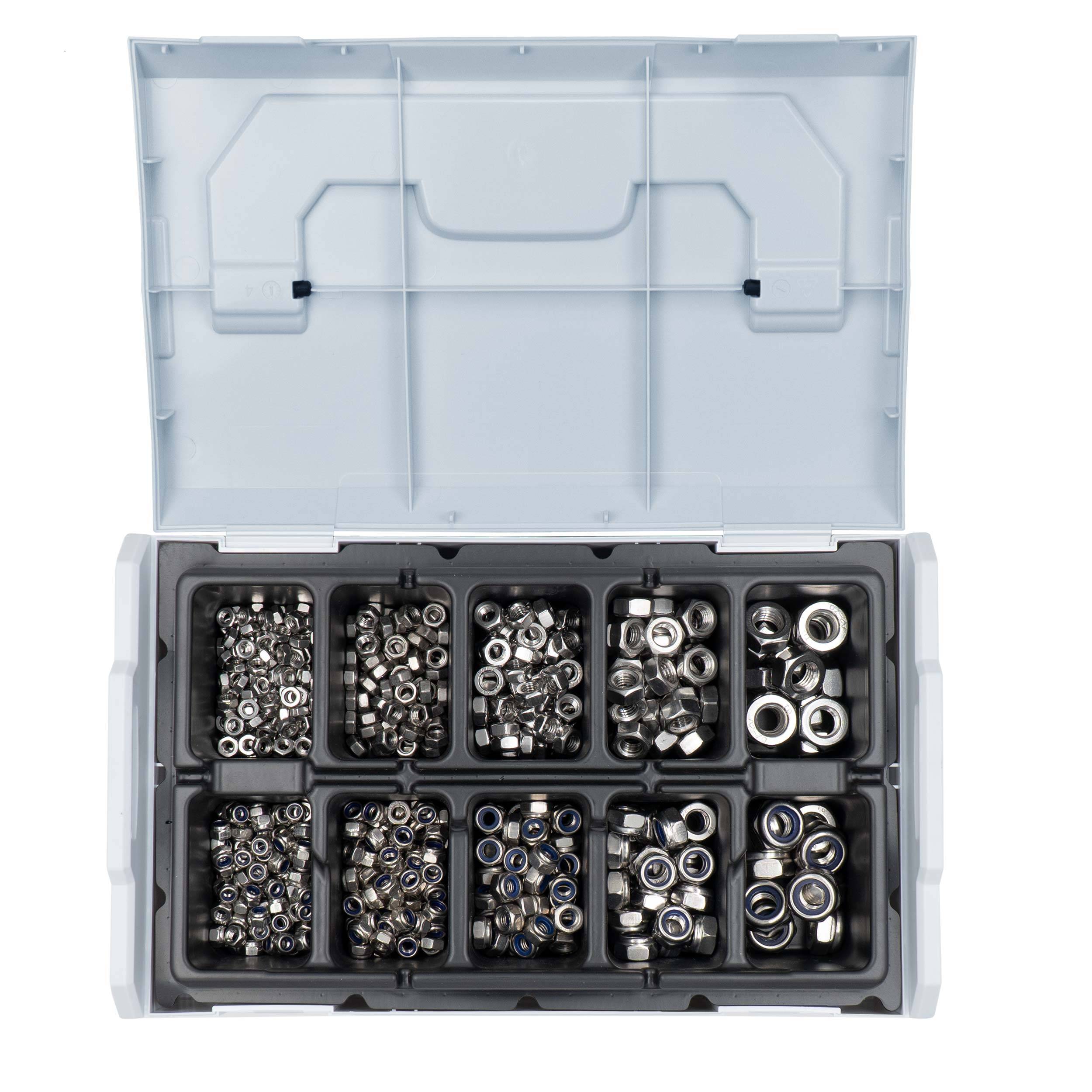 FRANTOS L-BOXX Mini DIN 934 Sechskantmuttern & DIN 985 Sicherungsmuttern Sortiment 780 tlg. (Edelstahl A2) Muttern Set-4
