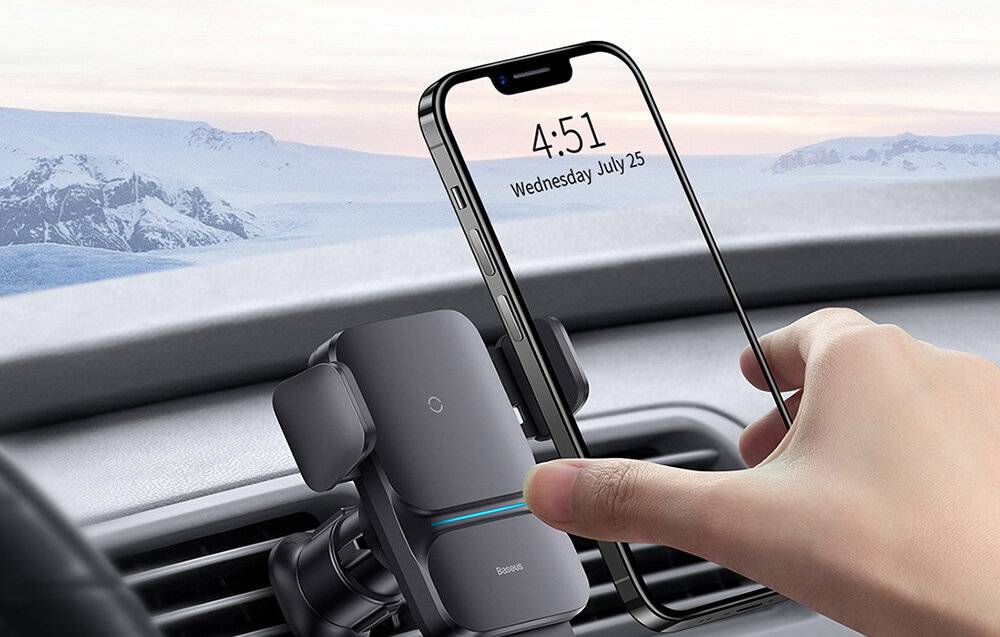 Baseus Wisdom Wireless Charging Air vent Electric Car Phone Holder (schwarz)-2