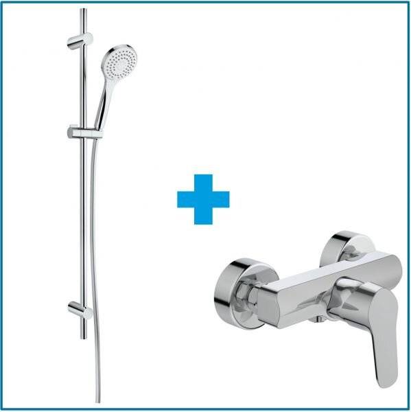 ZANDER concept 100 Brause-Set 100cm 3 strahlig m. AP-EHM, Stange, Schlauch, Handbrause