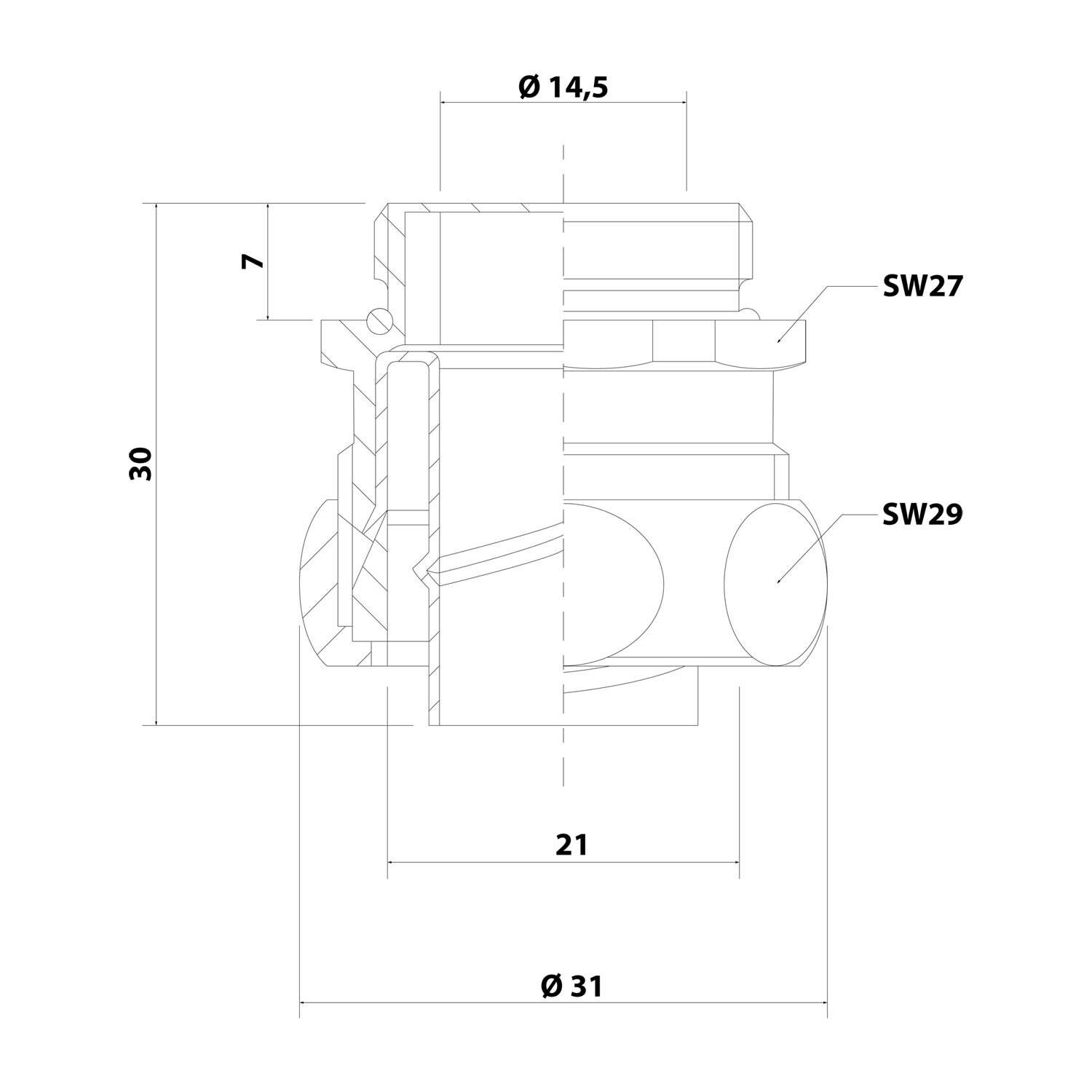 Symbolbild für FLEXA US-P Metallverschraubung gerade Gewinde PG16x1,41 für Schlauch-Außendurchmesser 21,0mm für