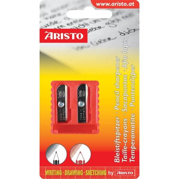 Farb- und Bleistiftspitzer doppelt, Kunststoff, im Blister