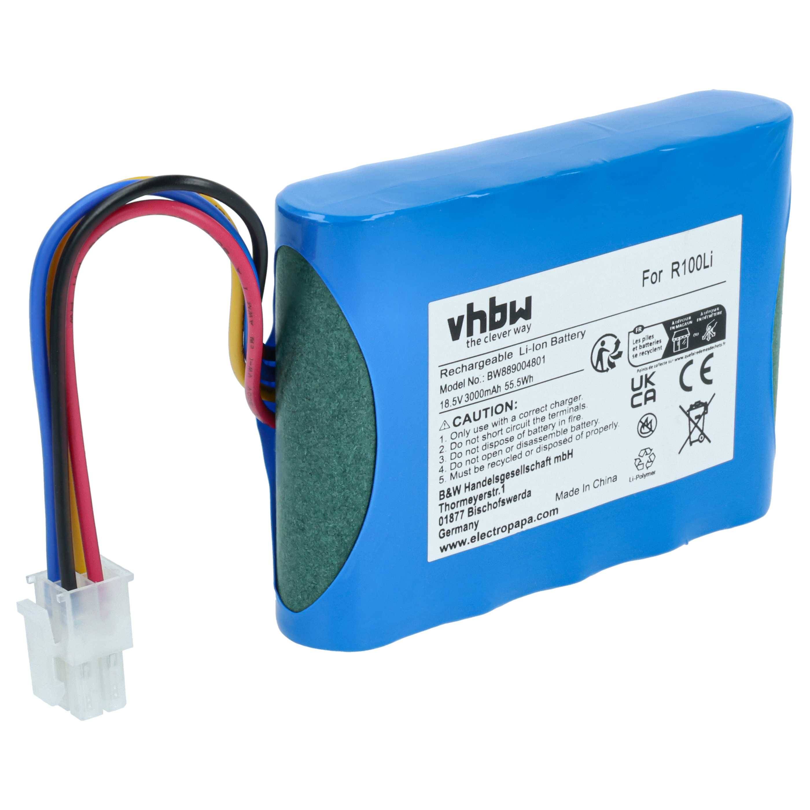 vhbw 1x Netzteil, 1x 3000 mAh Akku, 1x 30 m Niederspannungskabel kompatibel mit McCulloch ROB R1000, R1000 (2017), R600-1