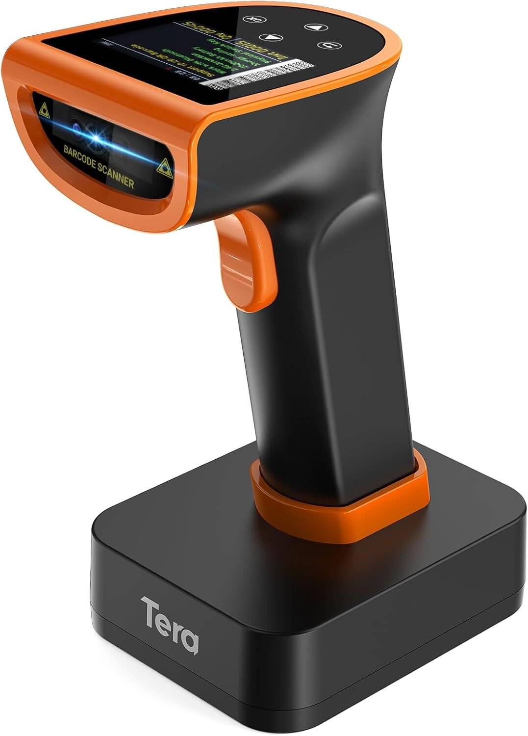 Tera HW0015 Scanner 1D/2D, Bluetooth 2.4GHz USB Wireless, inkl. Ladestation – Akku – Orange-0