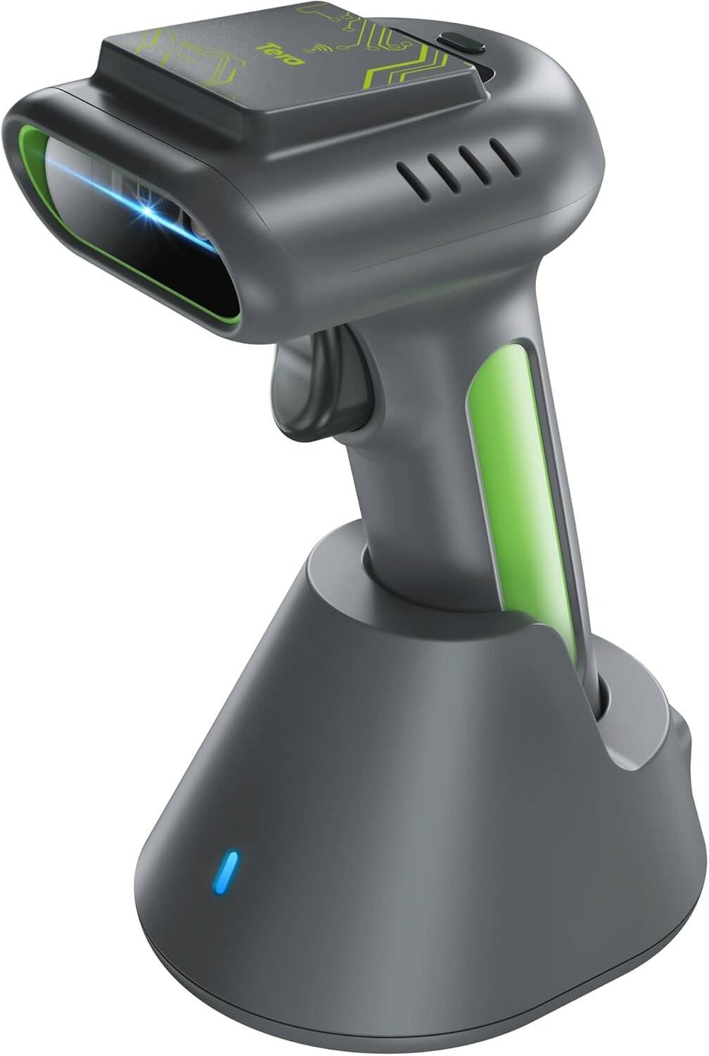 Tera HW0016 Scanner RFID/1D/2D, Bluetooth 2.4GHz USB Wireless, inkl. Ladestation – Akku – Grün-0